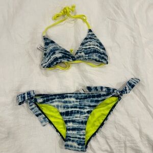 Label of Graded Goods x H&M Tie-Dye Blue & Neon Yellow Bikini Swimsuit